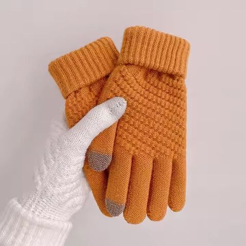 Gants d'hiver personnalisés, style ananas, cachemire, doigts complets, écran tactile, tricotés, chauds, jacquard, mode, plus gants en laine