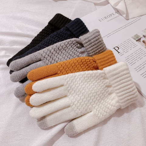 Gants d'hiver personnalisés, style ananas, cachemire, doigts complets, écran tactile, tricotés, chauds, jacquard, mode, plus gants en laine