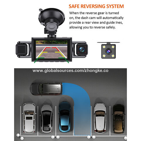 Dashcam de 4 lentes para grabación, modelo privado. Frontal 1080P + Derecha, Izquierda y Trasera 480P con WIFI, G-sensor y Monitor de Estacionamiento. Cámara de salpicadero para coche, grabadora de video.