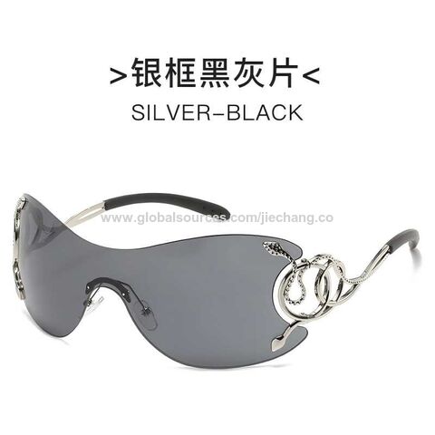 New one-piece rimless sunglasses Europe and the United States personality y2k fashion glasses spirit snake mirror leg funny sungla