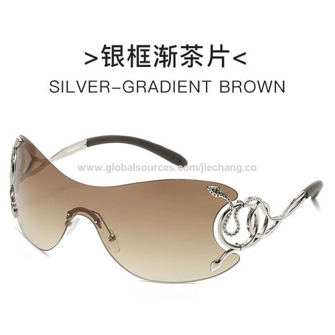 New one-piece rimless sunglasses Europe and the United States personality y2k fashion glasses spirit snake mirror leg funny sungla
