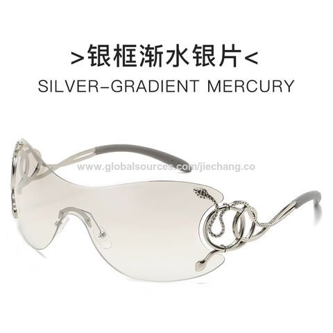 New one-piece rimless sunglasses Europe and the United States personality y2k fashion glasses spirit snake mirror leg funny sungla