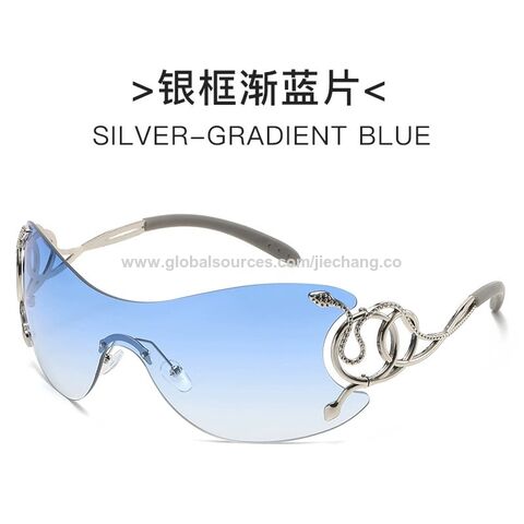 New one-piece rimless sunglasses Europe and the United States personality y2k fashion glasses spirit snake mirror leg funny sungla