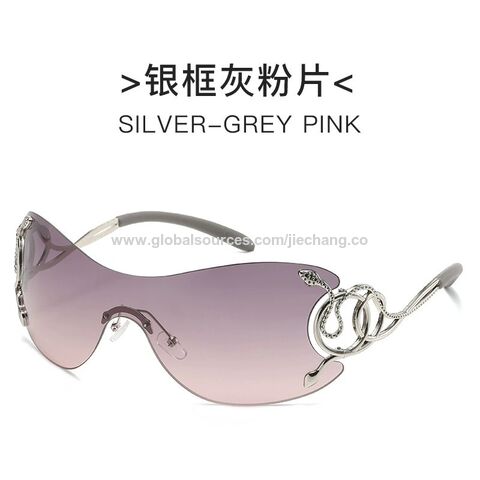 New one-piece rimless sunglasses Europe and the United States personality y2k fashion glasses spirit snake mirror leg funny sungla