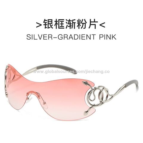 New one-piece rimless sunglasses Europe and the United States personality y2k fashion glasses spirit snake mirror leg funny sungla