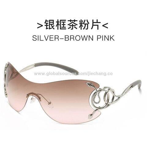 New one-piece rimless sunglasses Europe and the United States personality y2k fashion glasses spirit snake mirror leg funny sungla