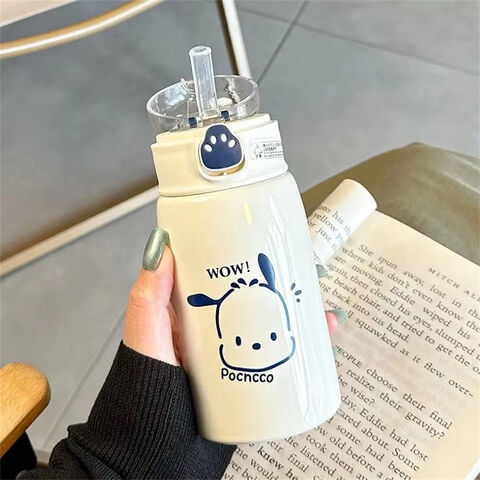 Copo Térmico Infantil Hello Girl com Canudo em Aço Inoxidável 316 Portátil para Estudantes - Grande Sucesso de Vendas