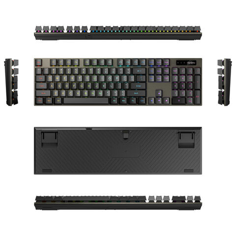 Teclado Mecánico Gaming Alámbrico de 104 Teclas, Tamaño Completo, Modo Único, con 17 Modos de Iluminación, Anti-Ghosting Completo y Cubierta Metálica para eSports