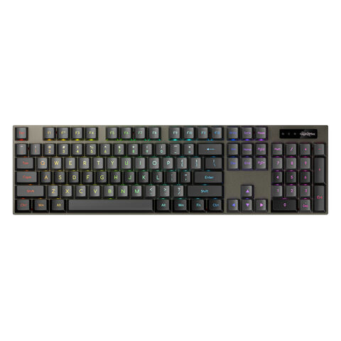 Teclado Mecánico Gaming Alámbrico de 104 Teclas, Tamaño Completo, Modo Único, con 17 Modos de Iluminación, Anti-Ghosting Completo y Cubierta Metálica para eSports