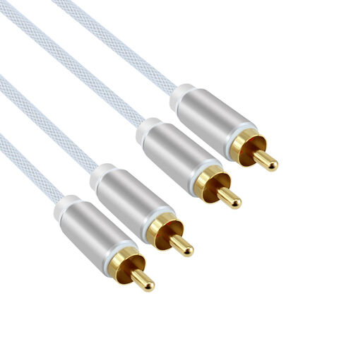 RCA-Stecker auf RCA-Stecker Kabel 1m 2m 5m mit Geflecht, silbernes OEM-Branding-Logo