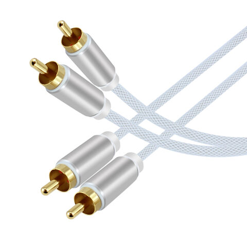 RCA-Stecker auf RCA-Stecker Kabel 1m 2m 5m mit Geflecht, silbernes OEM-Branding-Logo