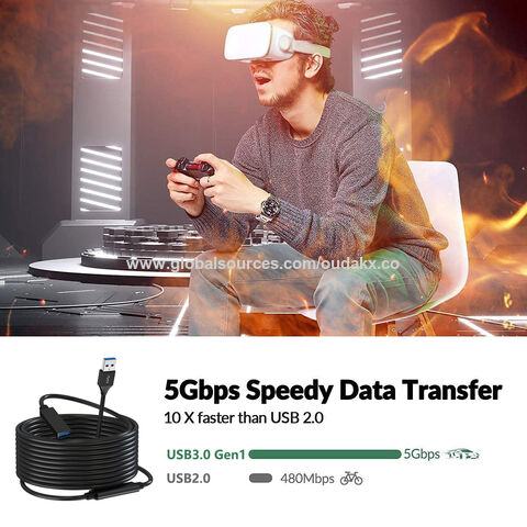 Produits Tendances 2025 : Câble d'Extension 5M, Transfert de Données 5Gbps, USB A vers USB A Femelle avec 1 Câble Répéteur pour Caméra, Imprimante, Ordinateur Portable