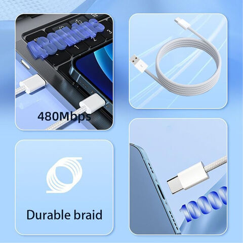 Venta al por mayor buen precio 60W tipo C Nylon recubierto teléfono móvil accesorios cargador caja rápida carga tipo C cable de carga USB