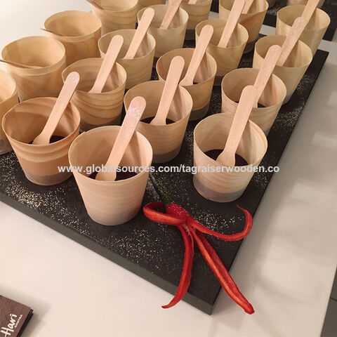 Vasos de Postre de Madera a Medida Vasos Desechables de Madera para Bebidas