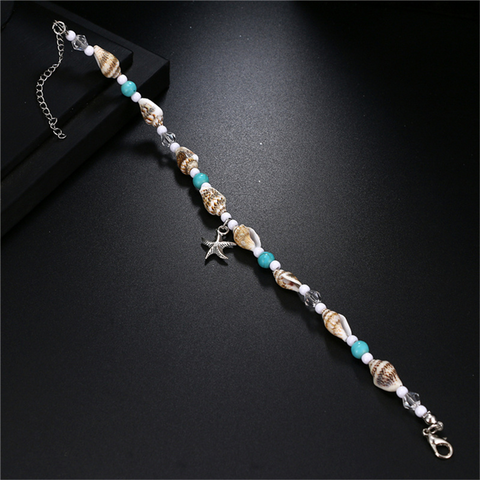 Neue Muschelperlen Seestern Fußkettchen für Damen Strand Fußkette Bein Armband Handgefertigte böhmische Fußkette