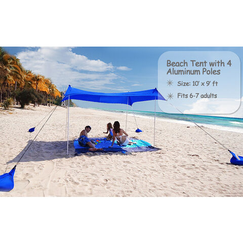 Tienda de playa familiar plegable portátil con postes de aluminio, la más vendida en Amazon