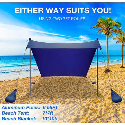 Tienda de playa familiar plegable portátil con postes de aluminio, la más vendida en Amazon