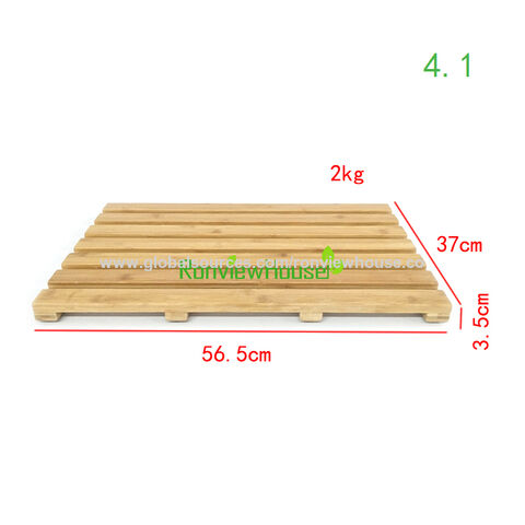 Tapete de Banho de Bambu Ultra Durável, Drenagem Rápida e Superfície Antiderrapante, 3,5cm de Espessura para Chuveiros e Spas - Direto da Fábrica