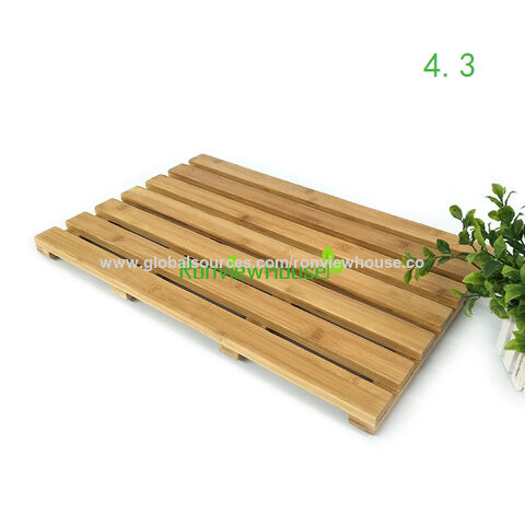 Tapete de Banho de Bambu Ultra Durável, Drenagem Rápida e Superfície Antiderrapante, 3,5cm de Espessura para Chuveiros e Spas - Direto da Fábrica