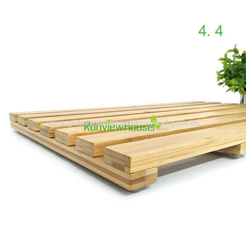 Tapete de Banho de Bambu Ultra Durável, Drenagem Rápida e Superfície Antiderrapante, 3,5cm de Espessura para Chuveiros e Spas - Direto da Fábrica