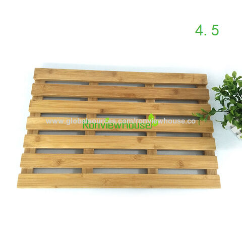 Tapete de Banho de Bambu Ultra Durável, Drenagem Rápida e Superfície Antiderrapante, 3,5cm de Espessura para Chuveiros e Spas - Direto da Fábrica