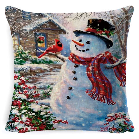 Funda de cojín navideña de lino para el hogar, cojín lumbar para la siesta, almohada para sofá, cojín de cabecera, funda de almohada impermeable