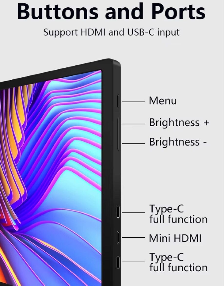 Ips 1080p 14 Inch Monitor Screen Hdr Plug & Play Hung On The Laptop ...