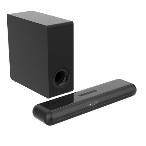 Nueva y conveniente barra de sonido delgada 2.1CH de 80W con subwoofer cableado para uso doméstico y de oficina