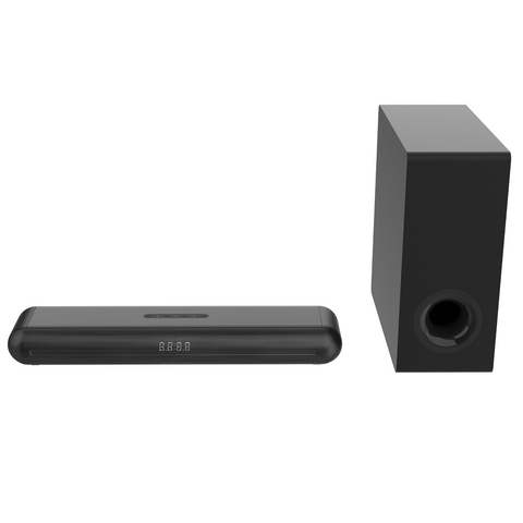 Nueva y conveniente barra de sonido delgada 2.1CH de 80W con subwoofer cableado para uso doméstico y de oficina