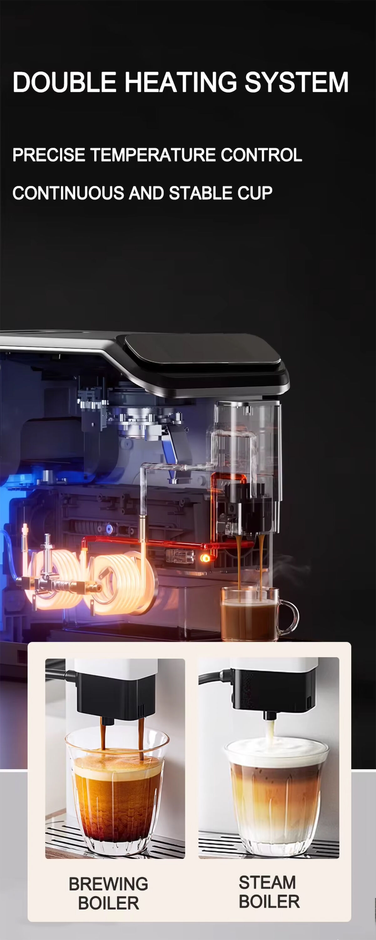 Remote Control Coffee Maker Appp Controlled 19bar Commercial Home Appliance Built-in Cooler Milk ...