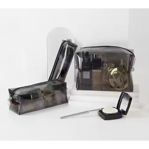 Necessaire de Maquiagem Simples e Transparente com Zíper - Organizador de Cosméticos Portátil
