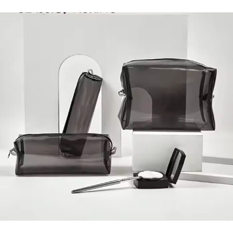 Necessaire de Maquiagem Simples e Transparente com Zíper - Organizador de Cosméticos Portátil