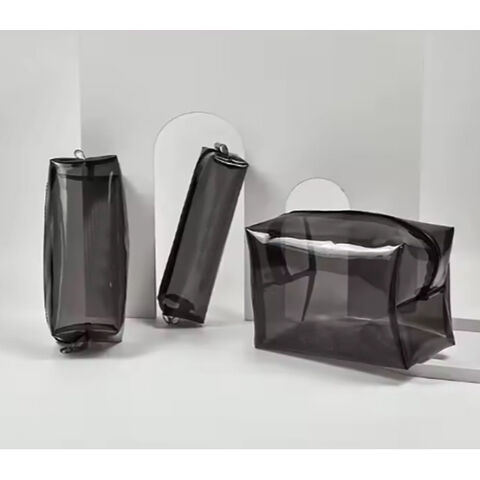 Necessaire de Maquiagem Simples e Transparente com Zíper - Organizador de Cosméticos Portátil