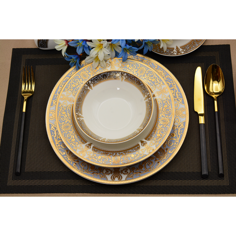 98-teiliges europäisches Luxus-Geschirrset im klassischen Stil aus hochwertigem Bone China mit Teeservice