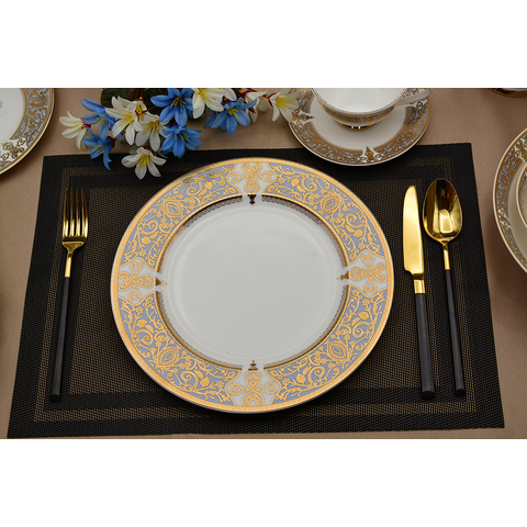 98-teiliges europäisches Luxus-Geschirrset im klassischen Stil aus hochwertigem Bone China mit Teeservice