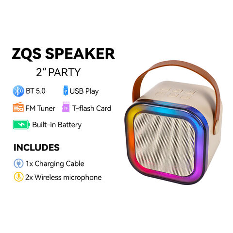 ZQS-K12 Mini Micrófono Integrado de Audio Portátil Altavoz BT para Exteriores Altavoces Portátiles Máquina de Karaoke con 2 Micrófonos