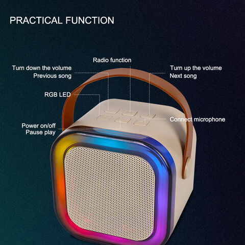 ZQS-K12 Mini Micrófono Integrado de Audio Portátil Altavoz BT para Exteriores Altavoces Portátiles Máquina de Karaoke con 2 Micrófonos