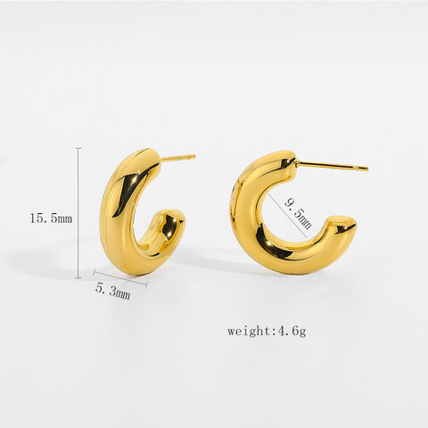Anting Hoop Tebal untuk Wanita, Anting-anting logam, Anting-anting stainless steel wanita kelas atas, Anting-anting serbaguna dan modis