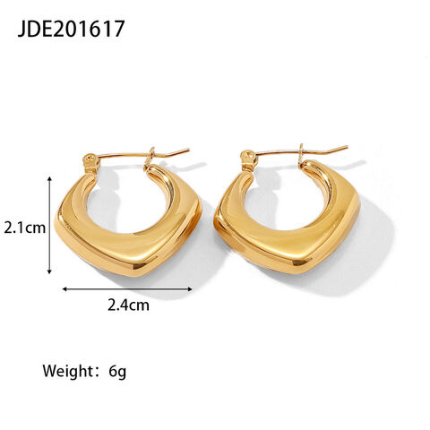 Anting Hoop Tebal untuk Wanita, Anting-anting logam, Anting-anting stainless steel wanita kelas atas, Anting-anting serbaguna dan modis
