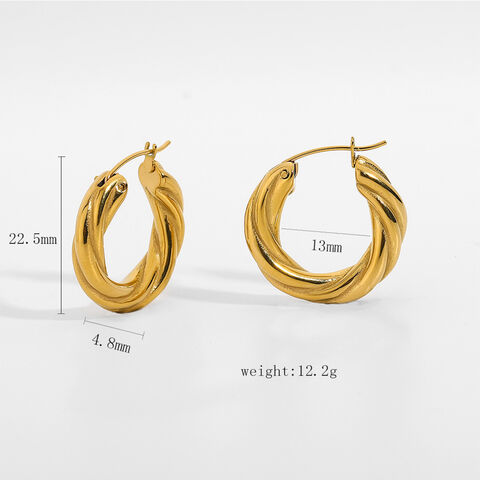Anting Hoop Tebal untuk Wanita, Anting-anting logam, Anting-anting stainless steel wanita kelas atas, Anting-anting serbaguna dan modis