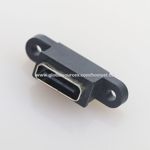 Conector de base USB tipo C 6p IPX8 a prueba de agua con orificios para tornillos, base de carga impermeable HY-TC-WP06MA