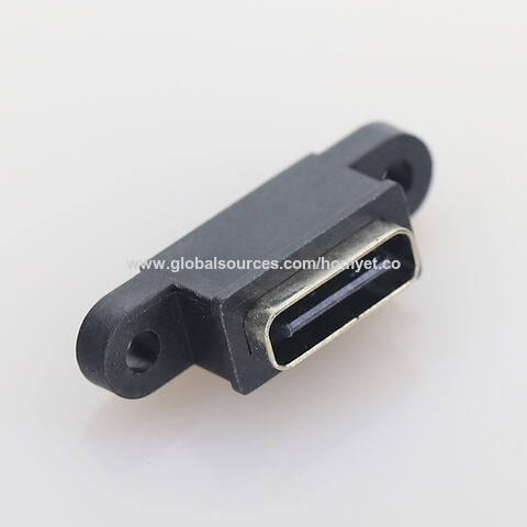 Conector de base USB tipo C 6p IPX8 a prueba de agua con orificios para tornillos, base de carga impermeable HY-TC-WP06MA