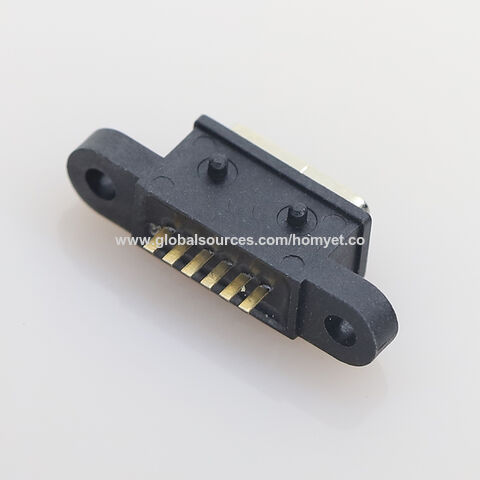 Conector de base USB tipo C 6p IPX8 a prueba de agua con orificios para tornillos, base de carga impermeable HY-TC-WP06MA