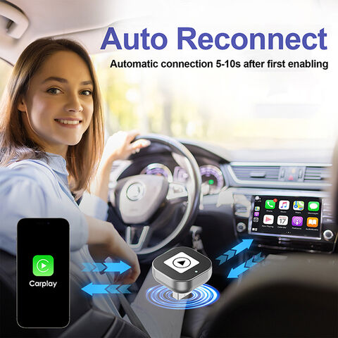 Adaptor Carplay Nirkabel 2 in 1, Ubah Carplay Berkabel menjadi Nirkabel, Desain USB Mini untuk iOS 10 Android 11 dan Lebih Tinggi, Silver
