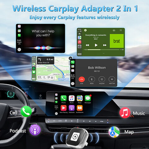 Adaptor Carplay Nirkabel 2 in 1, Ubah Carplay Berkabel menjadi Nirkabel, Desain USB Mini untuk iOS 10 Android 11 dan Lebih Tinggi, Silver