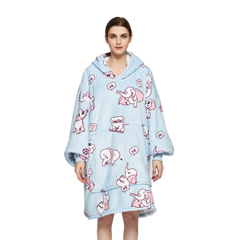Hoodies Blankets Cold-Proof Clothes Flannel Thickened Pajamas Lambswool Lazy Blanket