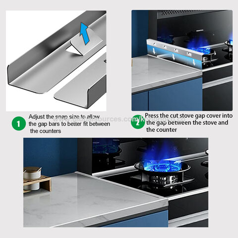 2-Pack Stainless Steel Stove Gap Covers - Adjustable 13.8\" To 27.5\" Kitchen Range Trim Filler, Heat Resistant & Easy Clean