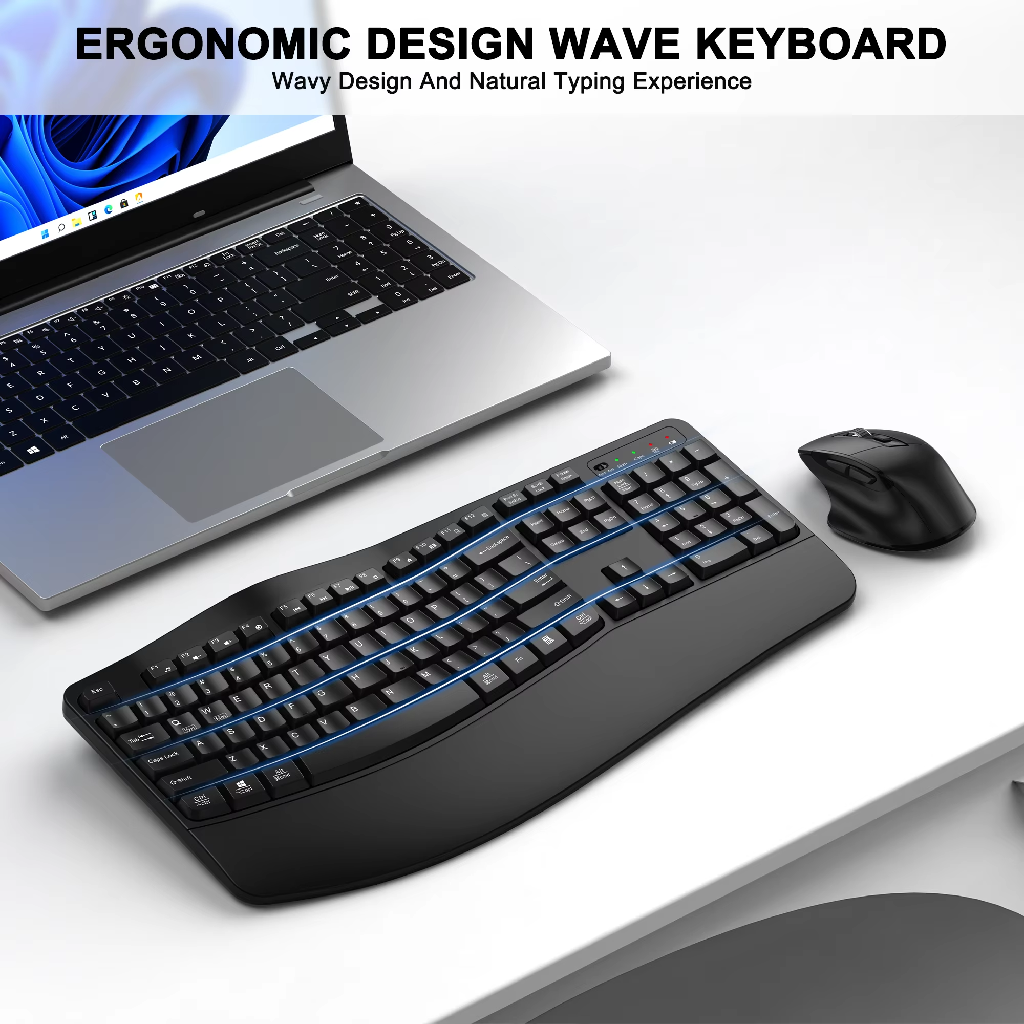 Oem Wave Keys 2.4g Wireless Keyboard Mouse Combo 104 Keys Comfortable ...