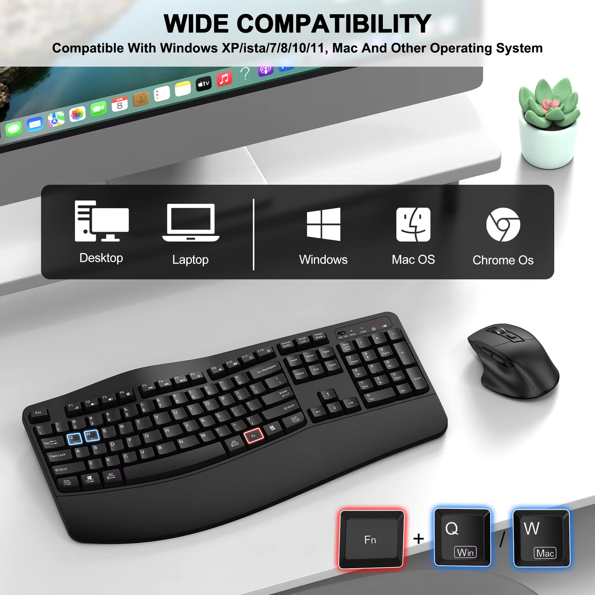 Oem Wave Keys 2.4g Wireless Keyboard Mouse Combo 104 Keys Comfortable ...