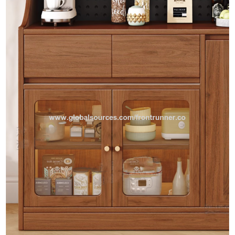 Aparadores de madera color roble, Mueble de almacenamiento multifuncional, gran capacidad para colocar muchos electrodomésticos de cocina